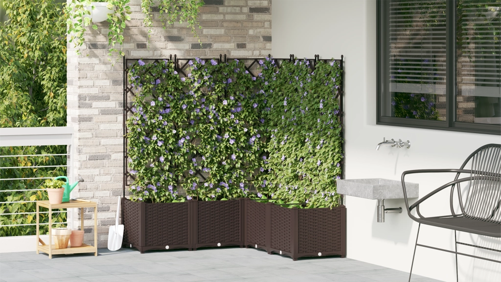 Fioriera da Giardino con Trellis 5 pz Marrone 120x120x143 cm
