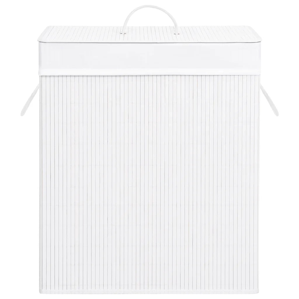 Cesto Portabiancheria in Bambù a 2 Sezioni Bianco 100 L 320744