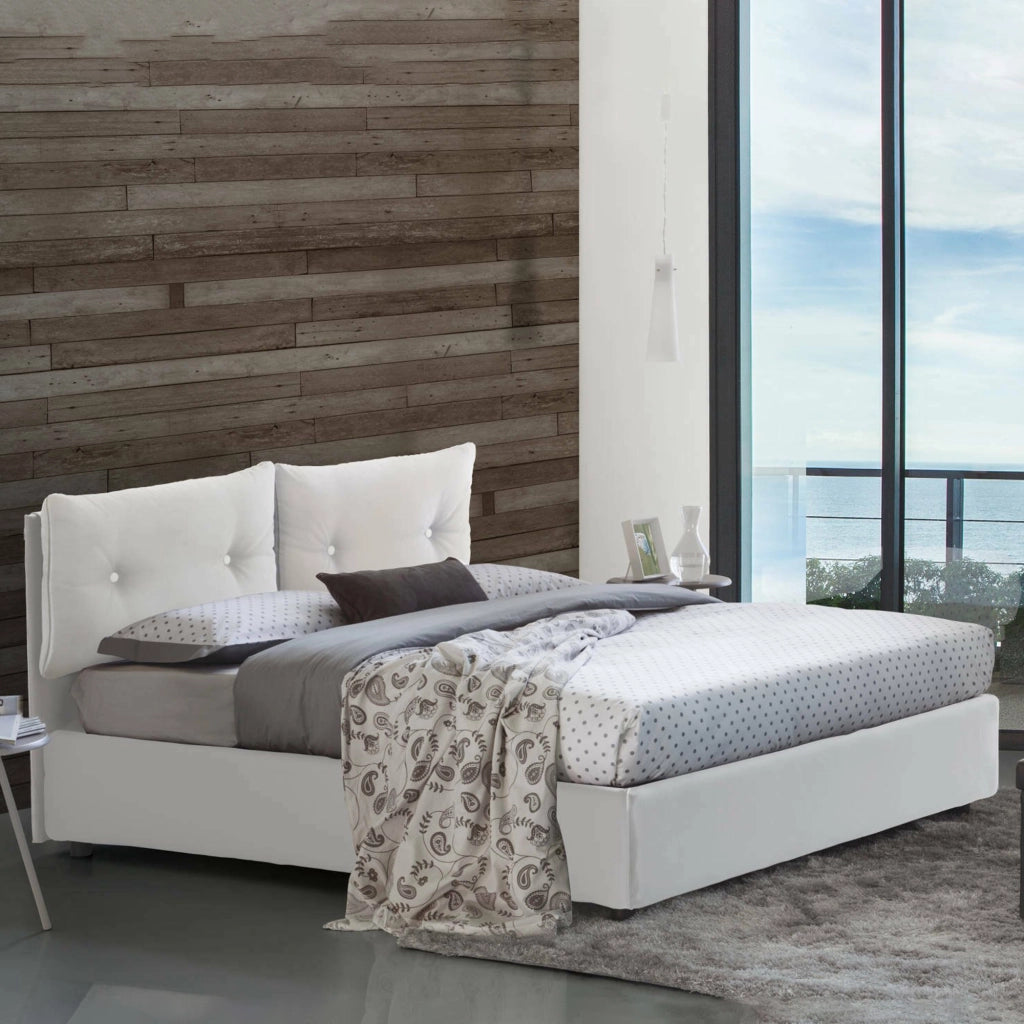 Ildegarda, Letto Singolo Contenitore Made in Italy, Bianco