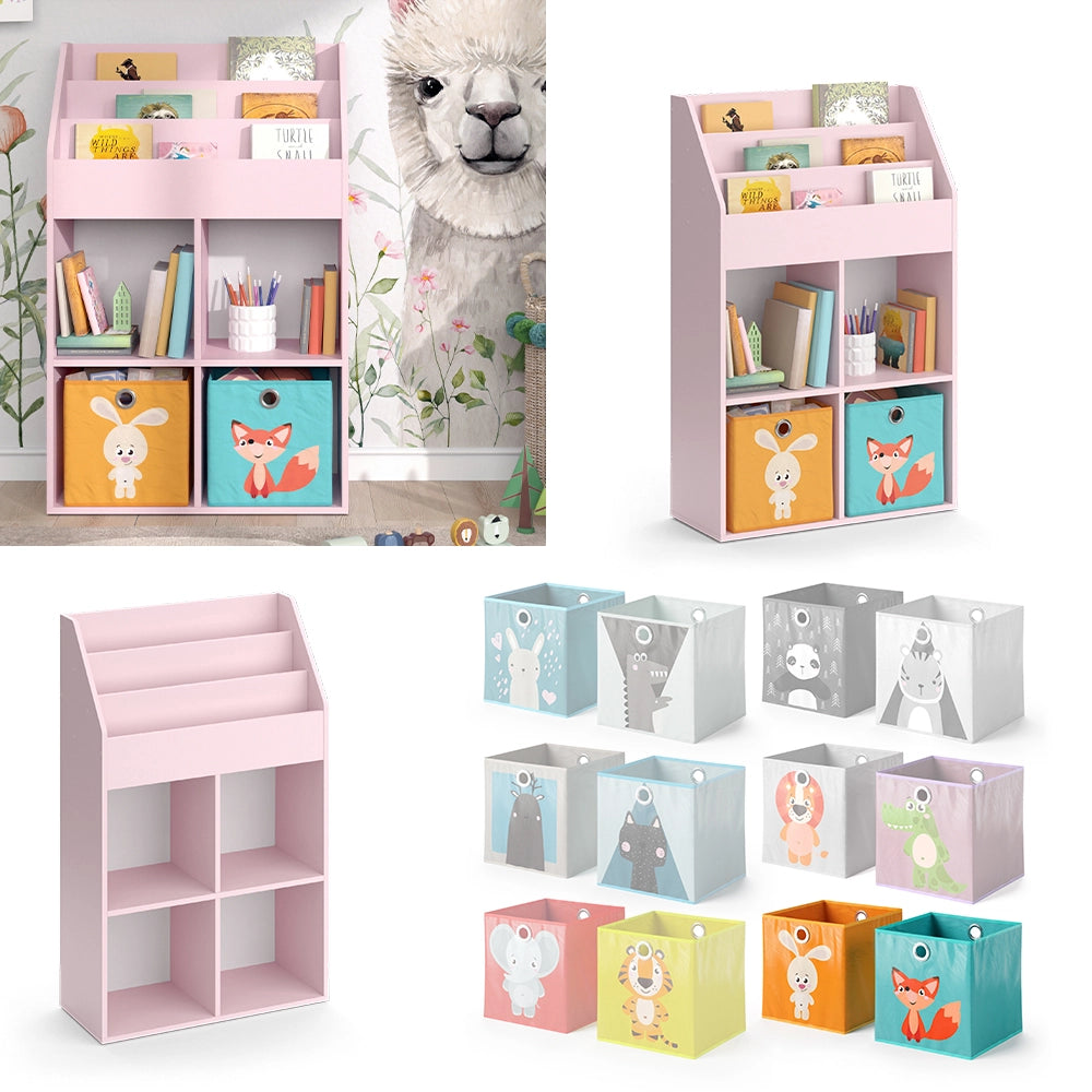 Vicco Libreria bambini rosa 72 x 114.2 cm con 2 scatole pieghevoli (colorate)