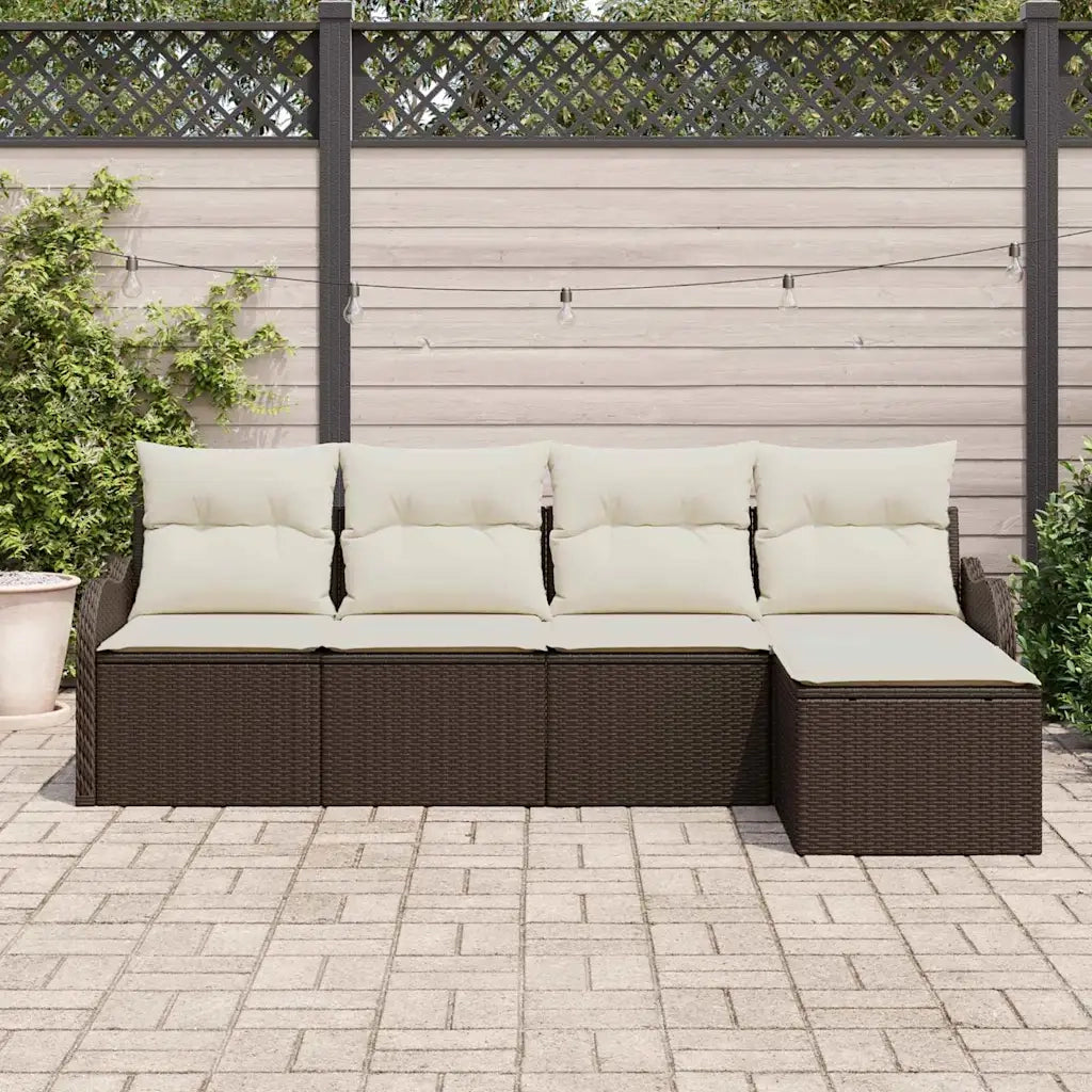 Set Divano da Giardino 5 pcs Marrone polyrattan