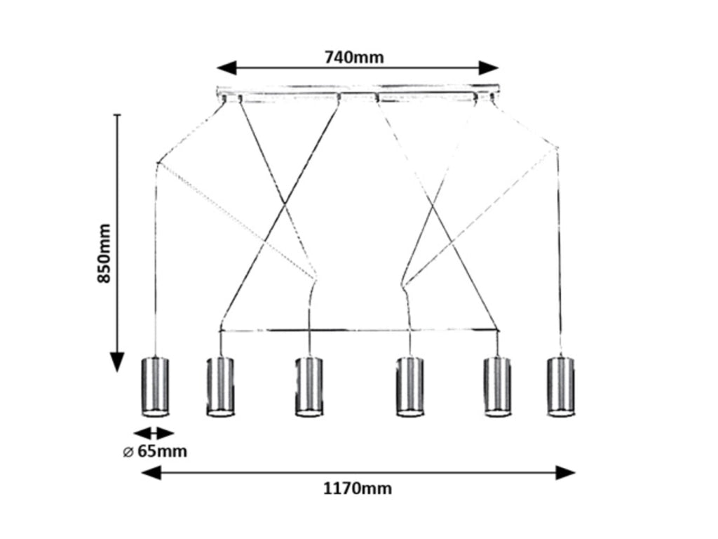 Lampada a sospensione Rabalux Aslaug nera 6xGU10 117cm