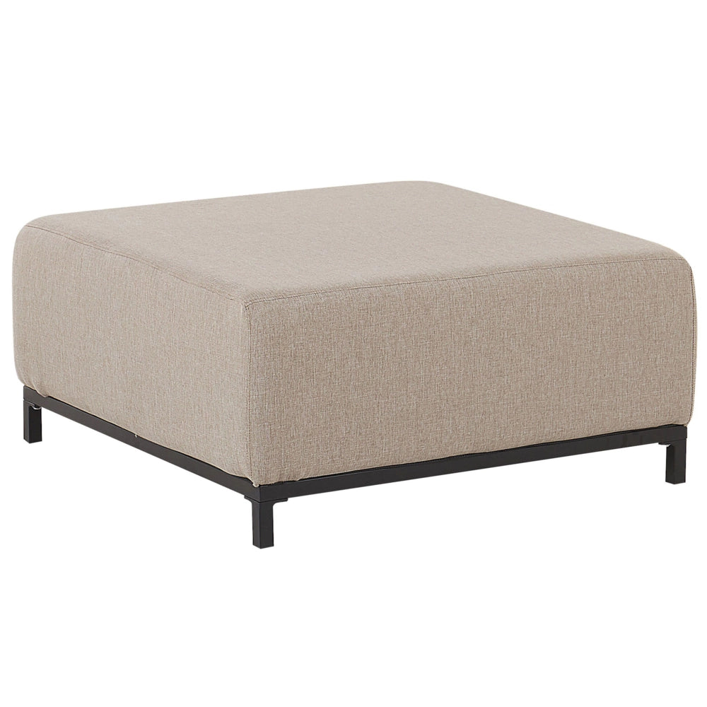 Ottomana Rivestimento in tessuto beige Gambe in alluminio Nero Struttura in metallo Resistente all'acqua per esterni e interni