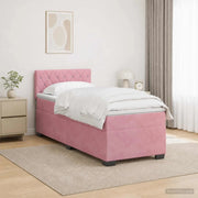 Letto con Box Spring, Materasso e LED Rosa 80 x 200 cm Velluto 3452065