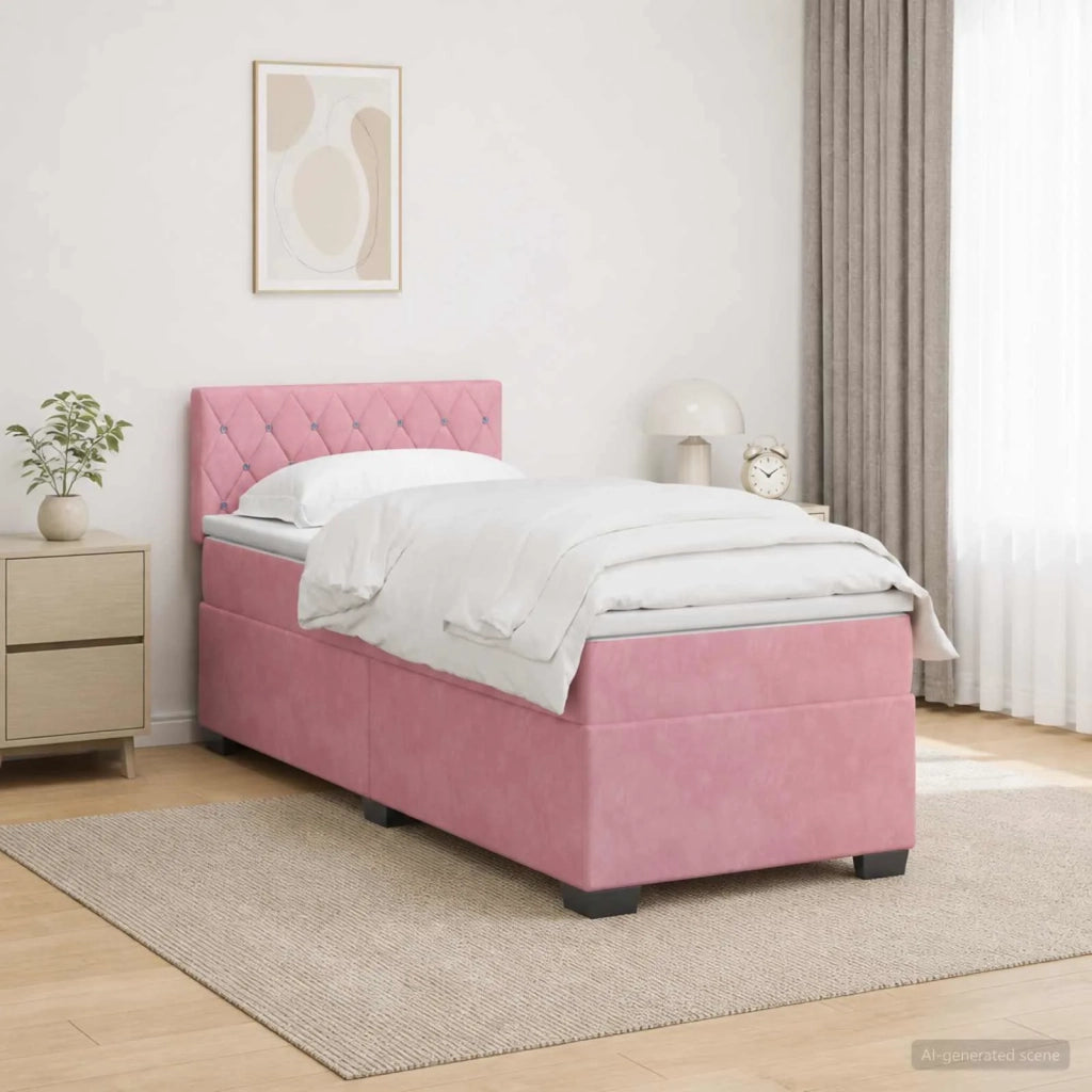 Letto con Box Spring, Materasso e LED Rosa 80 x 200 cm Velluto 3452065