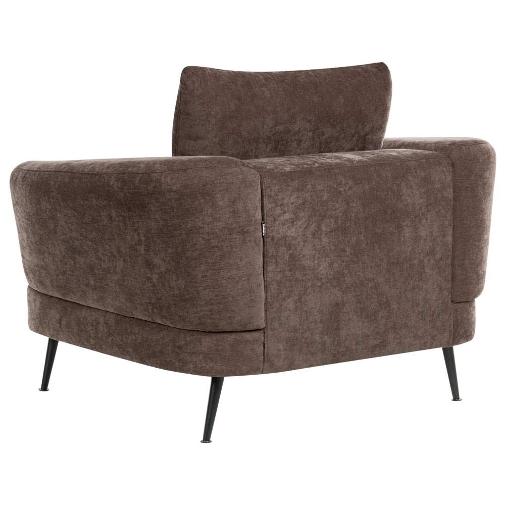 Set divano 3 posti Rivestimento in ciniglia marrone scuro Gambe in ferro con braccioli Soggiorno Stile moderno
