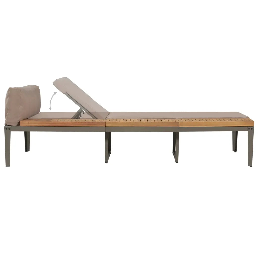 Lettino Prendisole con Cuscini in Massello Acacia Marrone 44249