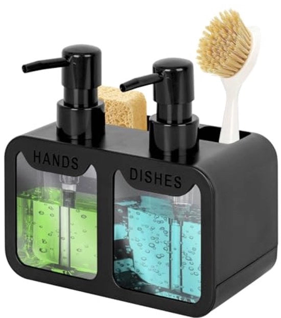 Dispensatore di sapone per la cucina - 3-in-1 - adatto a tutti i getti - nero