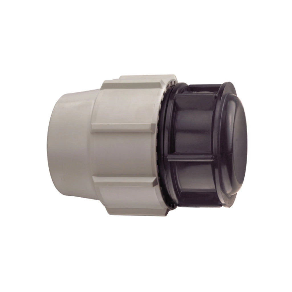 TAPPO FEMMINA A COMPRESSIONE IN POLIPROPILENE SERIE 7120 BIANCO E NERO PLASSON - Ø90 PN16  - PSN