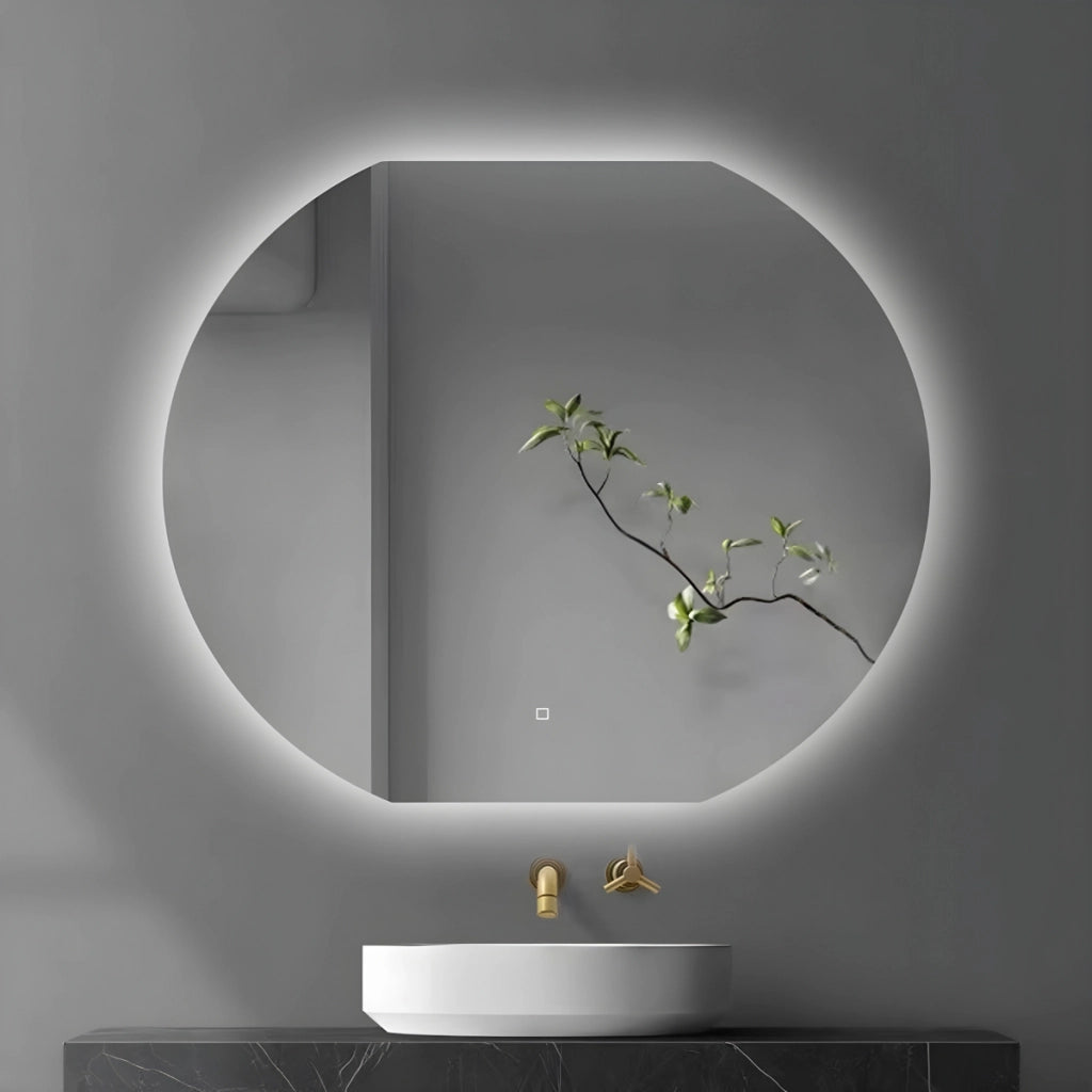Specchio 5 mm semicircolare retroilluminato led interruttore touch *** misure 90x80 cm, tonalità dimmerabile 2700-45...