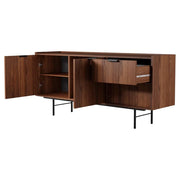 Credenza Design Moderno Con 2 Ante 2 Cassetti Ripiani Interni Gambe In Metallo E Struttura In Melaminico Per Soggiorno Sala Da Pranzo Ingresso Ampio Spazio Contenitivo 150 X 40 X 68 Cm Noce