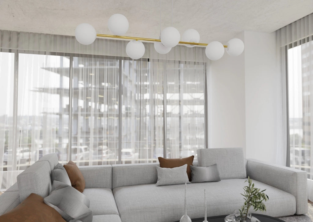 Lampadario Emibig Gravity 8xE14 bianco ottone 140cm