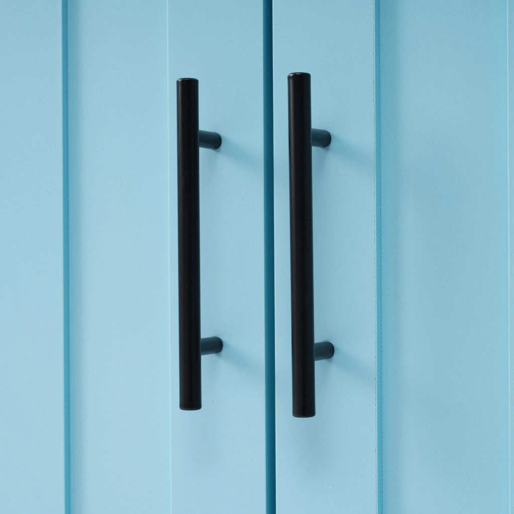 Carrello da cucina con piano pieghevole, 129x71x91,5 cm, blu, con cassetti, ripiani regolabili e ruote
