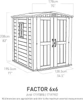 Casetta da Giardino Factor 6x6, Beige, 178 X 195,5 X 208 h
