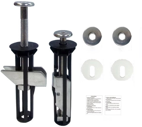 Set di riparazione per toilet - 7 pezzi - Kit di sostituzione di coperchio di toilette - 2-pack viti di fissaggio - (2 anelli da 18 mm, 2 anelli da 28 mm, 1 istruzione per l'uso)