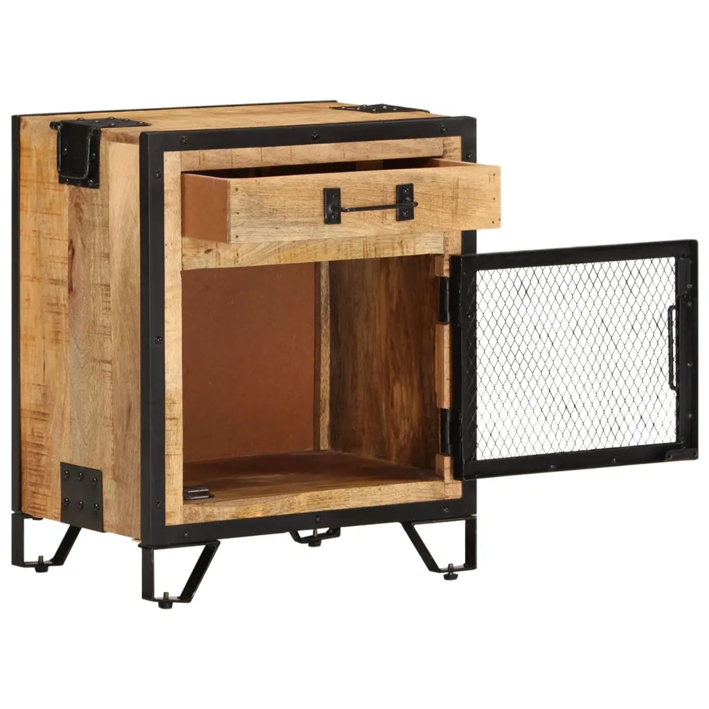 Comodino | Armadio da Notte | Mobiletto da notte 43x30x51 in Legno Massello di Mango Grezzo