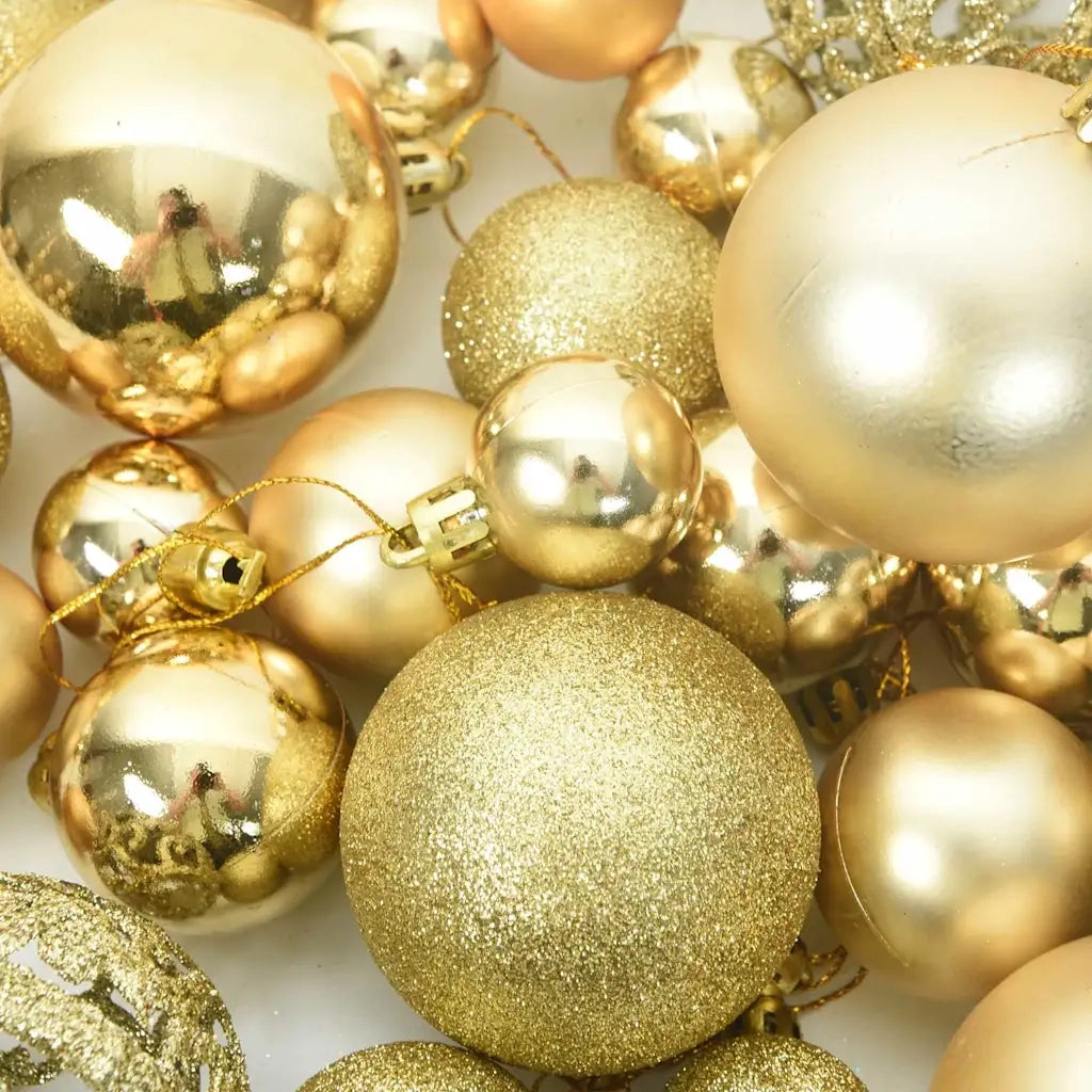Set Palline di Natale 111 pz Oro in Polistirene 356109