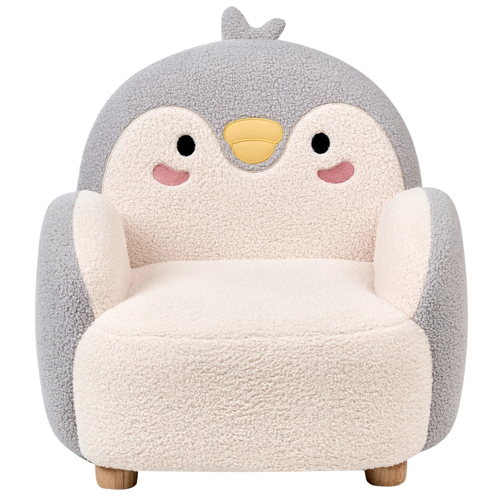 Poltrona per bambini Pinguino bouclé Grigio Imbottito Sedia bassa per bambini Forma