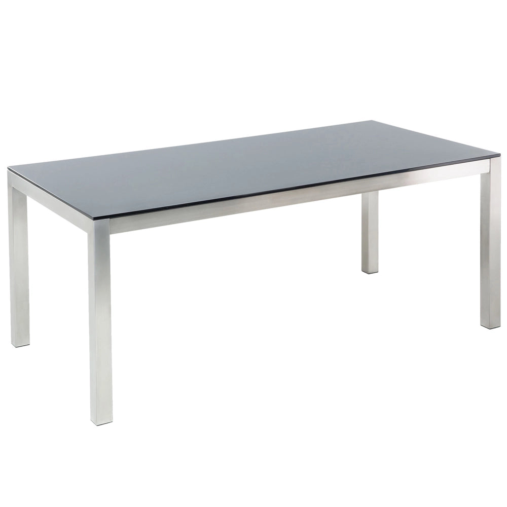Set da pranzo da giardino grigio con piano in vetro Nero 6 posti 180 x 90 cm