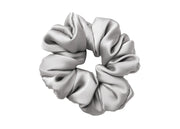 Scrunchies Elastico Per Capelli Crespi 100% Seta In Tinta Unita - Scrunchies - Grigio Chiaro