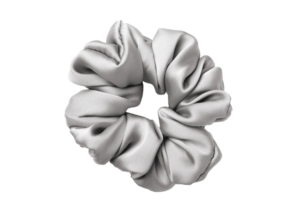 Scrunchies Elastico Per Capelli Crespi 100% Seta In Tinta Unita - Scrunchies - Grigio Chiaro
