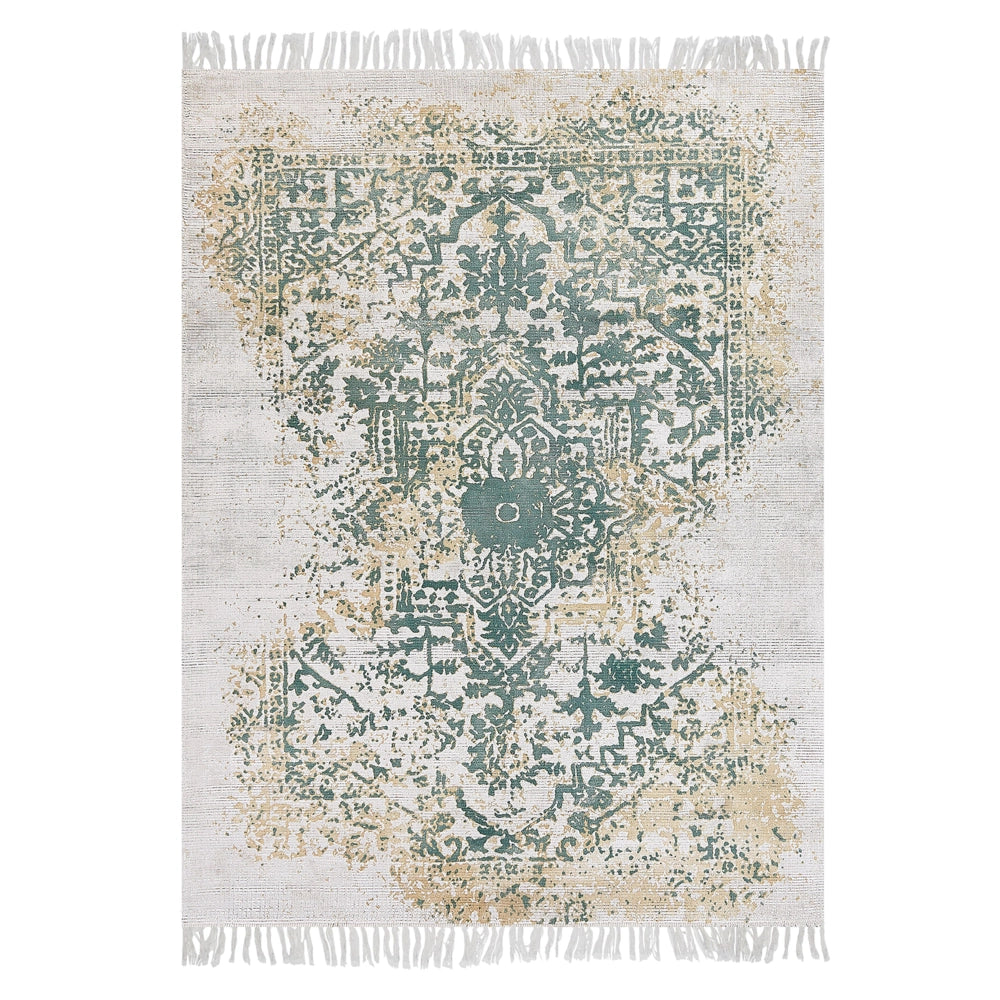 Tappeto viscosa grigio e verde 140 x 200 cm orientale invecchiato soggiorno camera da letto