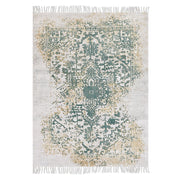 Tappeto viscosa grigio e verde 140 x 200 cm orientale invecchiato soggiorno camera da letto