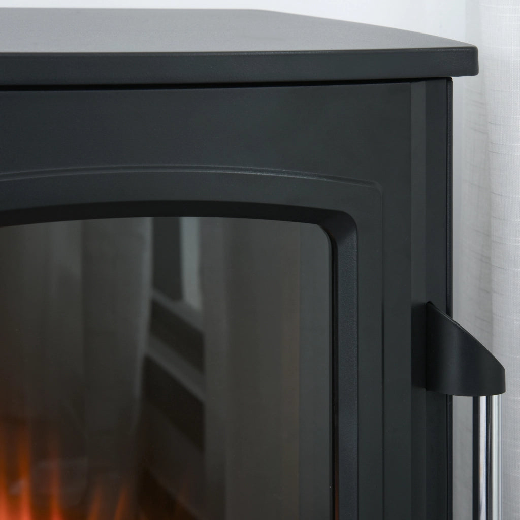 Camino elettrico freestanding con effetto fiamma realistico, termostato, 1000W/2000W, nero 44,5x32,1x74 cm