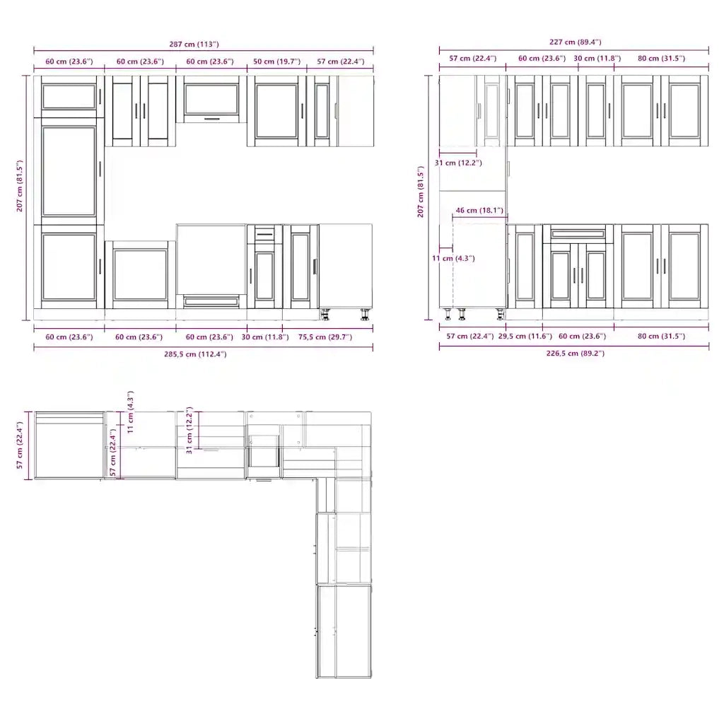vidaXL Set Mobili da Cucina 14 pz Porto Legno Antico in Truciolato