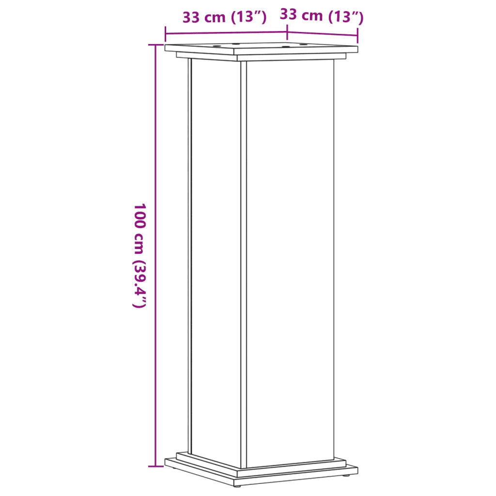 Supporto per Piante Legno Vecchio 33x33x100 cm in Truciolato