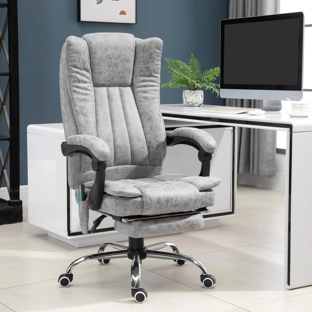 POLTRONA MASSAGGIO E RISCALDAMENTO 62x67x113-120 cm Grigio in microfibra