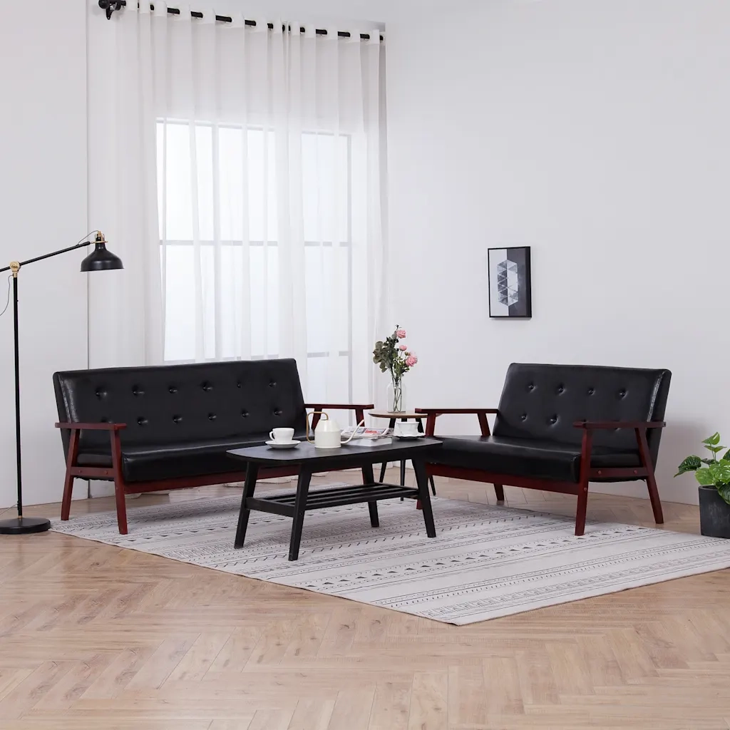 Set di Divani 2 pz Nero in Similpelle 278396