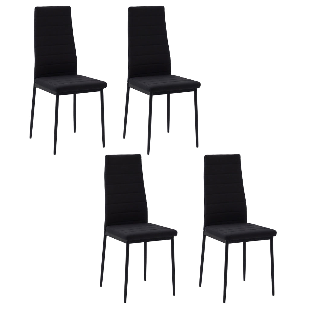 Set 4 Sedie Imbottite da Pranzo ¨C Zephmum ¨C Nero Tessuto Metallo