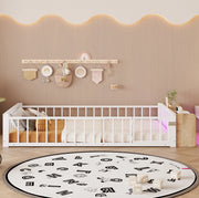 Letto per bambini in metallo 90x200 cm con barriera di protezione e vano aperto