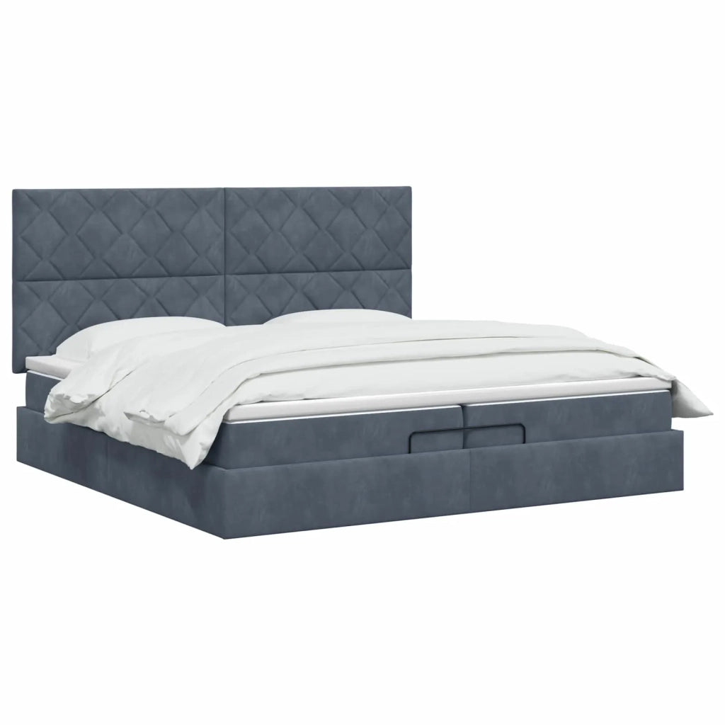 Letto Ottomano con Materasso e LED Grigio Scuro 200 x 200 cm 3458398