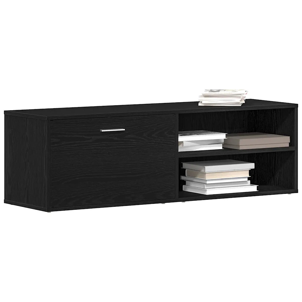Mobile TV Rovere Nero 120x34x37 cm in Legno Multistrato 862474