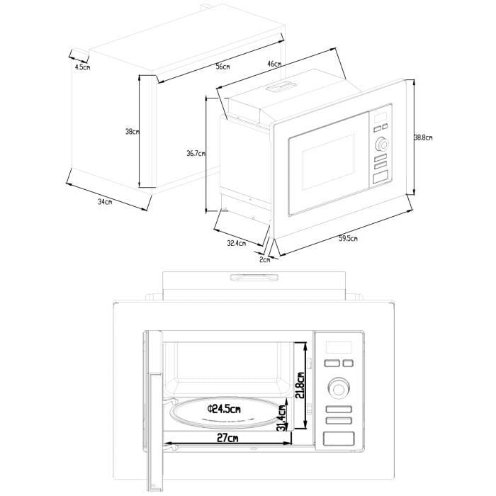 Forno Microonde CONTINENTAL EDISON MO20IXEG - 20 Litri - Grill - Incasso