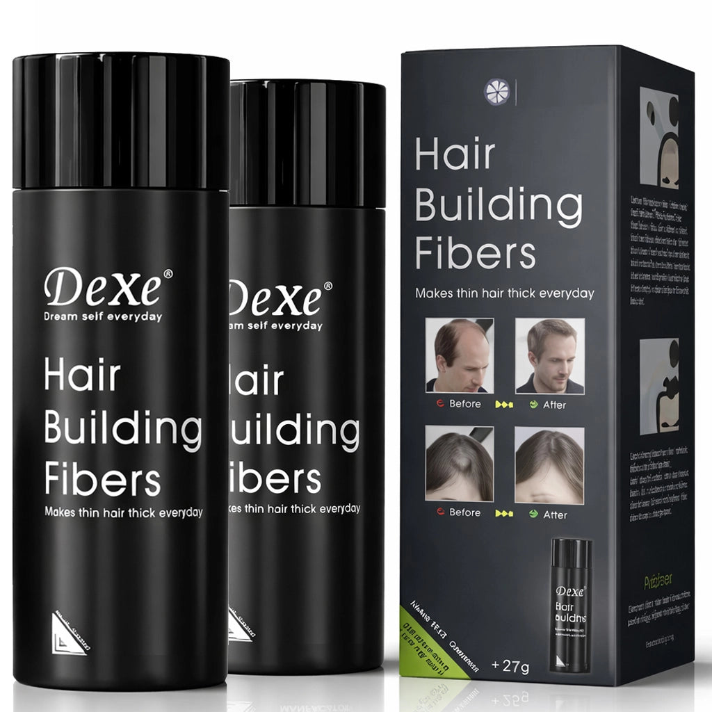 Fibre Capelli x 2 Barattoli Volumizzante Polvere per capelli Correttore Nero 27g