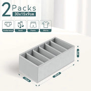 Organizzatore per Intimo e Abbigliamento - 6 Compartimenti - Grigio Chiaro - Set da 2