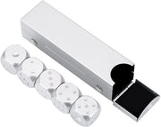 Set di Dadi in Lega di Alluminio da 5 - Scatola Retta o Quadrata - Gioco da Tavolo - Giocchi da Poker - Prodotti Sostenibili - Giocattoli