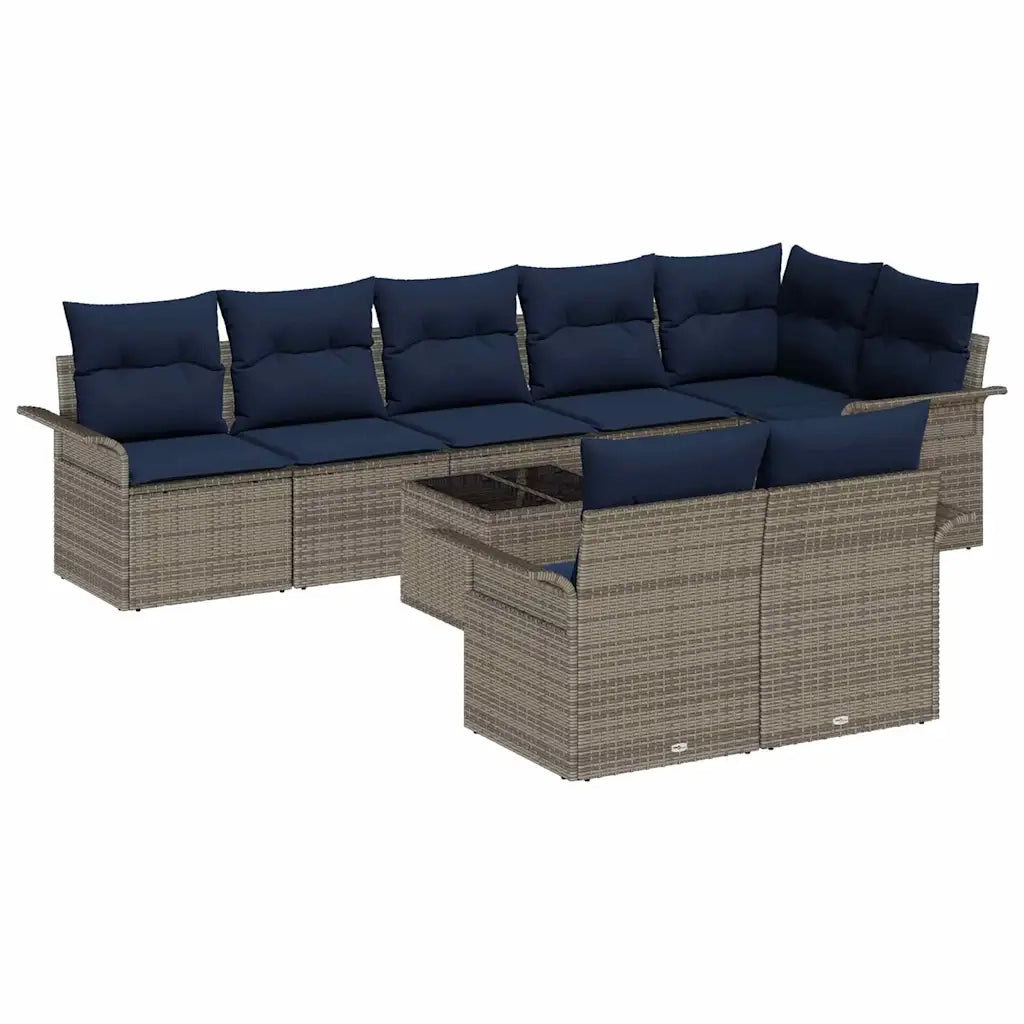 Set Divano da Giardino 9 pcs Grigio polyrattan 3354094