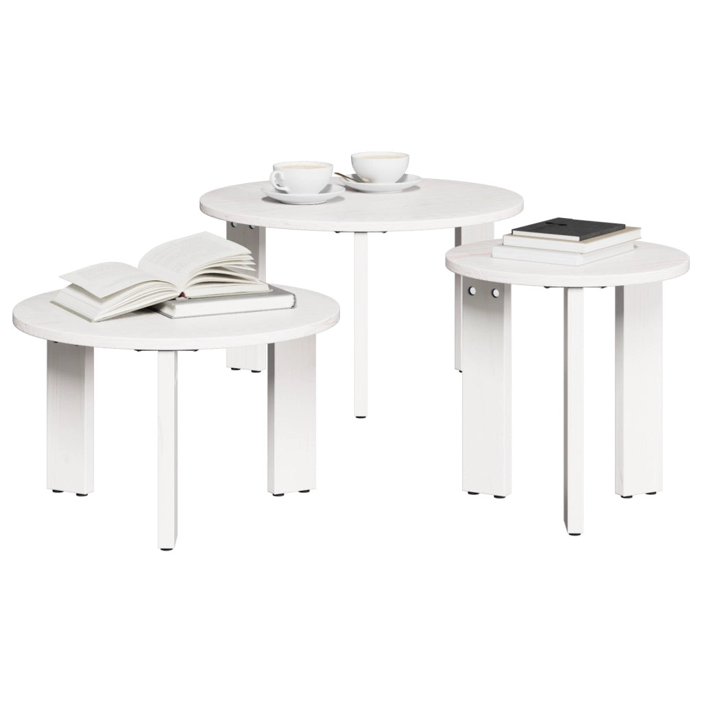 vidaXL Tavolino da salotto 3 pcs Bianco 47.5 x 47.5 x 27 cm