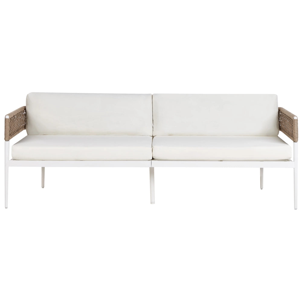 Set di divani da giardino Bianco Alluminio Poliestere Divano 5 posti 2 sedie e tavolo