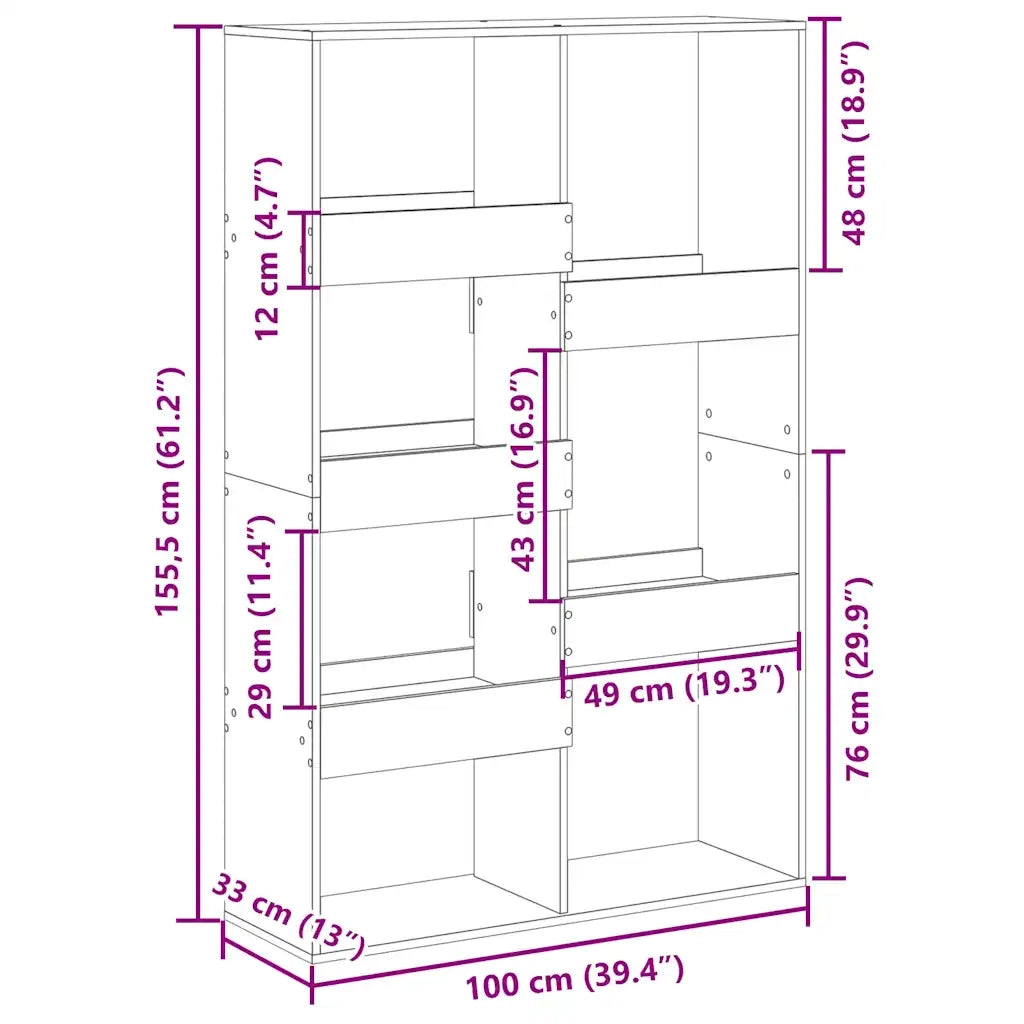 Divisorio Nero 100x33x155,5 cm in Truciolato 3309565