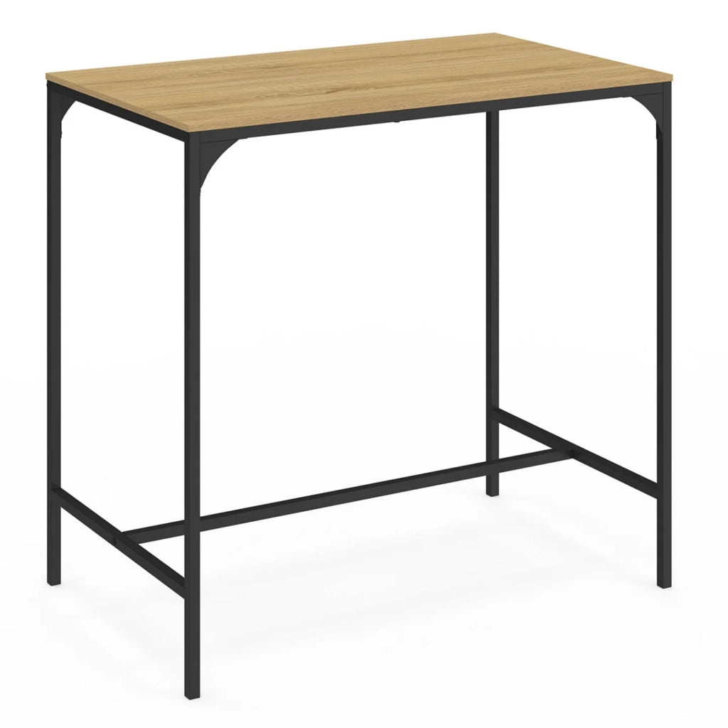 IDMarket - DETROIT Tavolo da bar alto 100 cm e 4 sgabelli in metallo e legno nero - design industriale