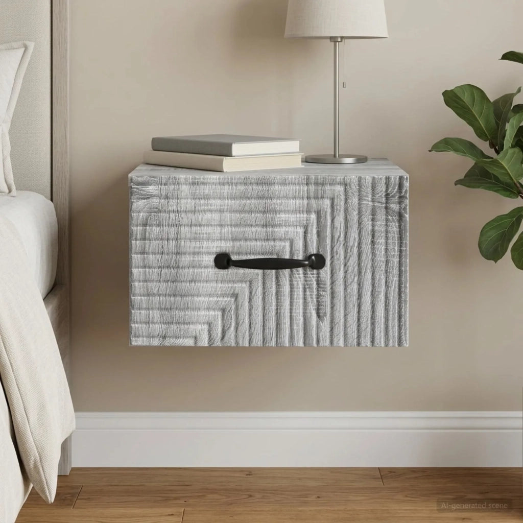 Mobiletto da notte a muro Grigio Sonoma 34,5 x 33 x 20 cm 898607