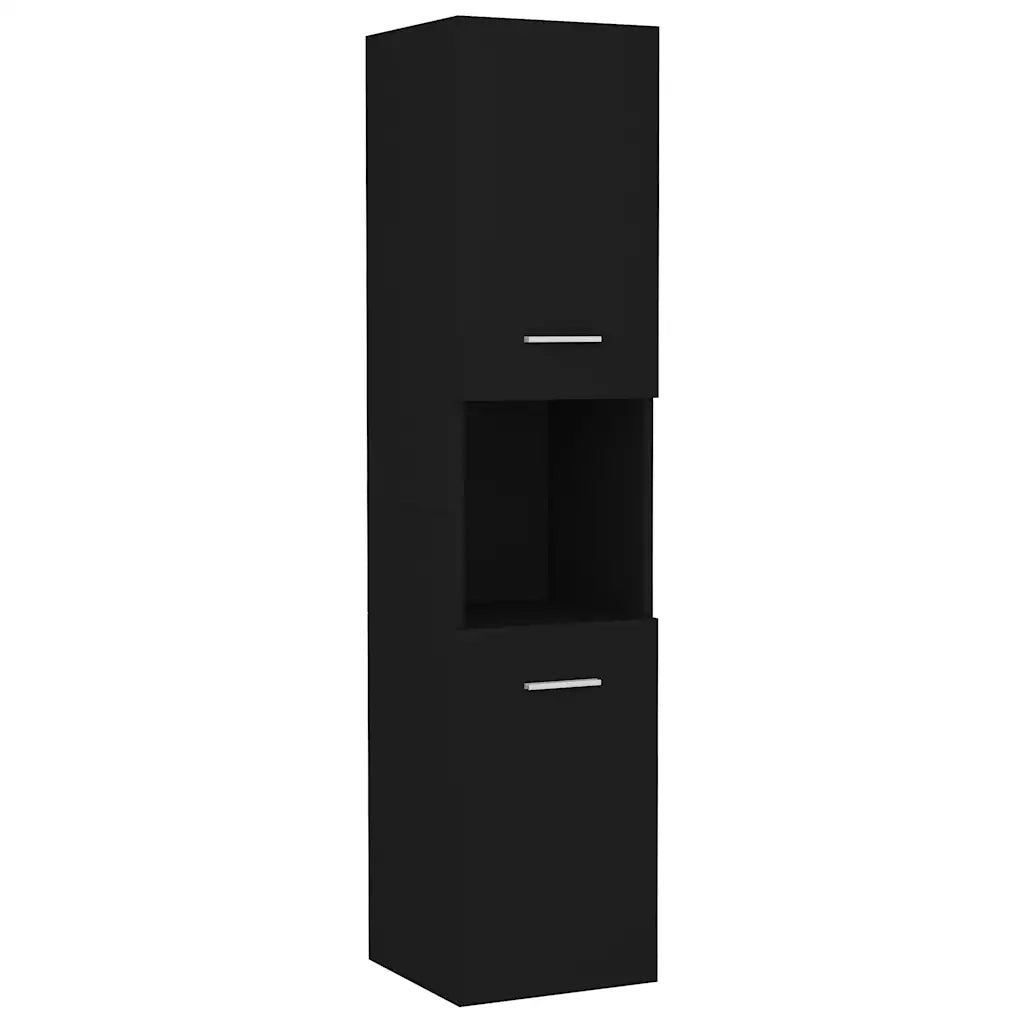 Mobile da Bagno Nero 30x30x130 cm in Legno Multistrato 804998