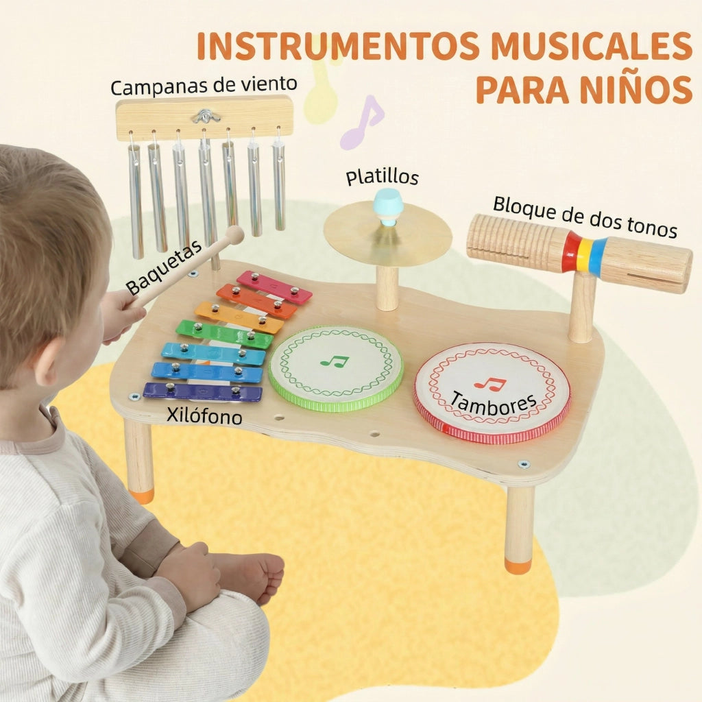 Strumenti Musicali Bambini in Legno Montessori ¨C zephmum ¨C con Xilofono Tamburello e Campanelli
