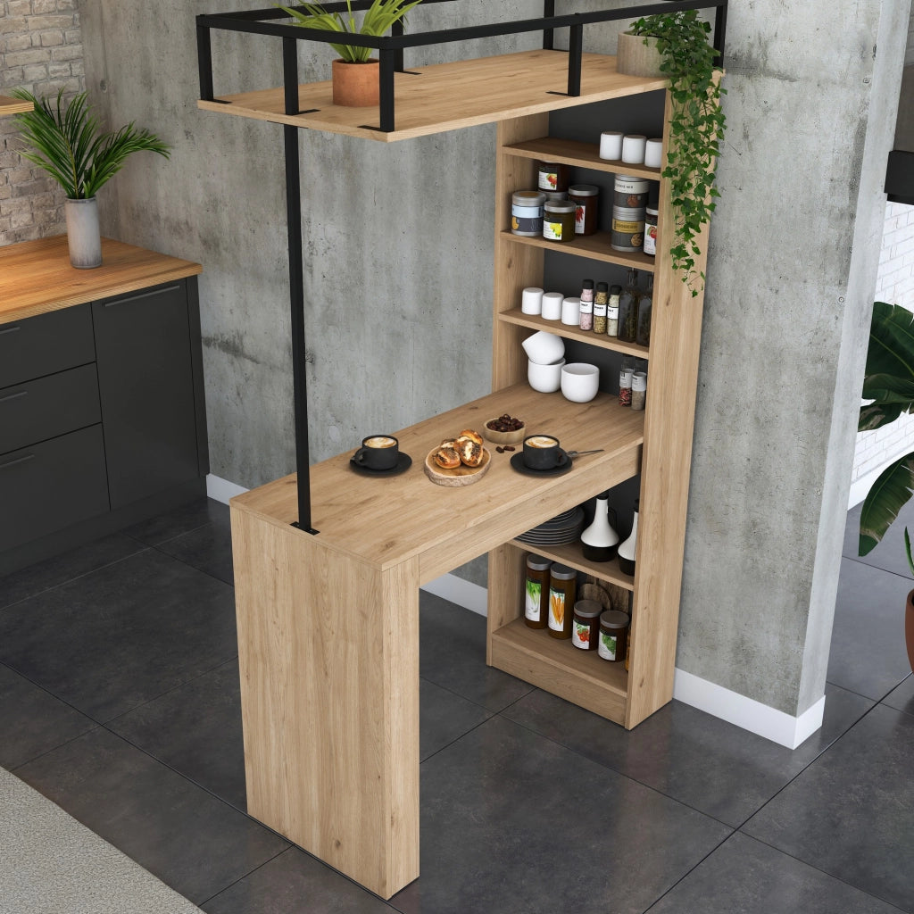 Tavolo da pranzo in legno "Jacob" con ripiani - 120 x 56 x 199 cm - Marrone