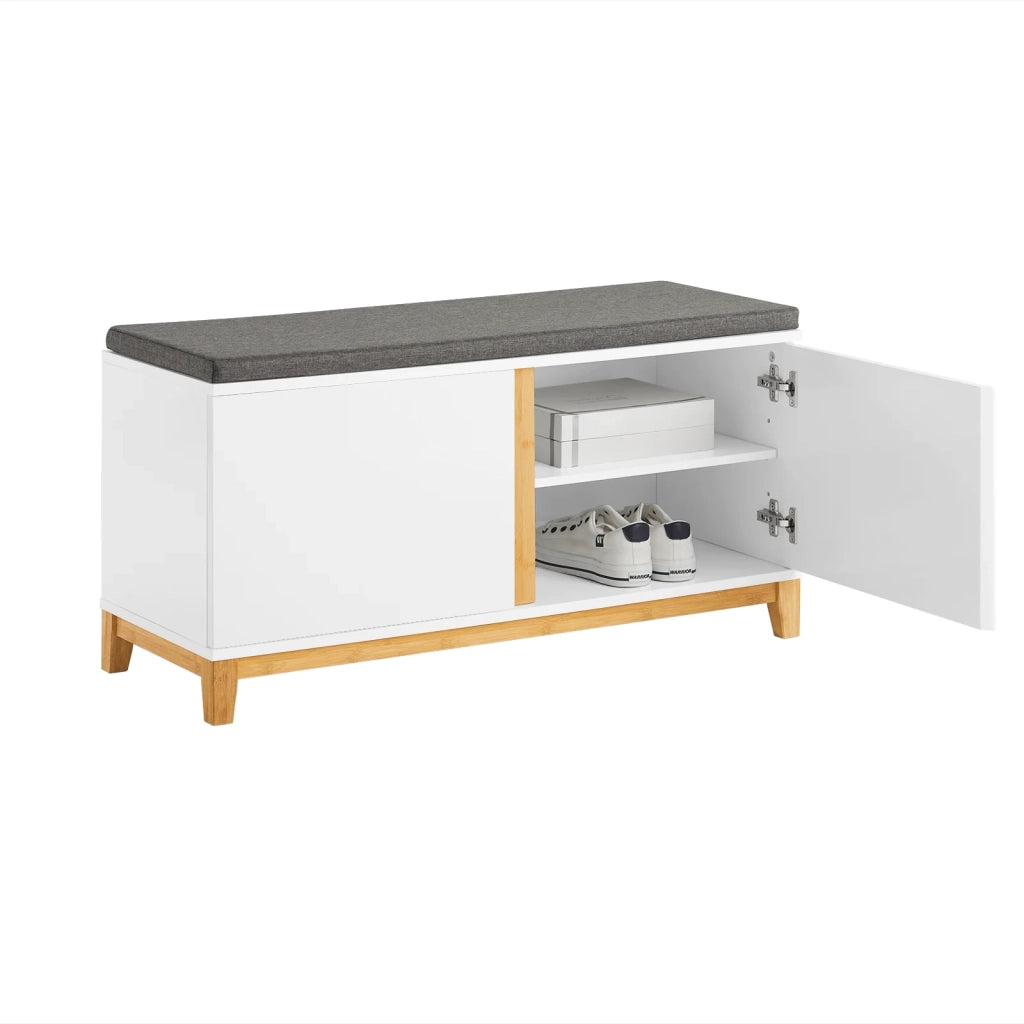 Panca Scarpiera ingresso con seduta, Cassapanca contenitore con 2 ante, 90x34x46cm FSR117-W SoBuy